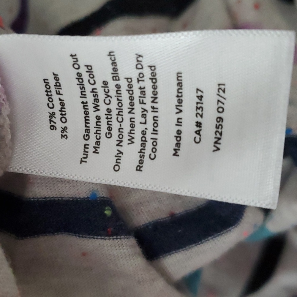 T by Talbots striped mock neck long sleeve tee with snaps, size M - Picture 8 of 10